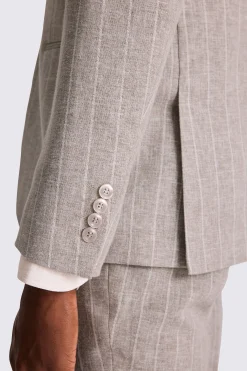 Slim Fit Taupe Stripe Suit