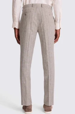 Slim Fit Taupe Stripe Trousers