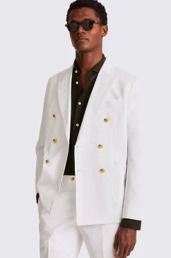 Slim Fit White Cotton Suit