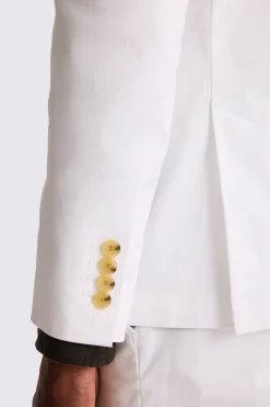Slim Fit White Cotton Suit