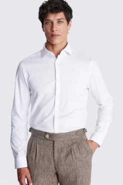 Slim Fit White Dobby Stretch Shirt