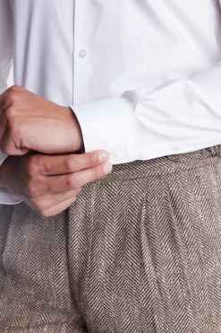 Slim Fit White Dobby Stretch Shirt