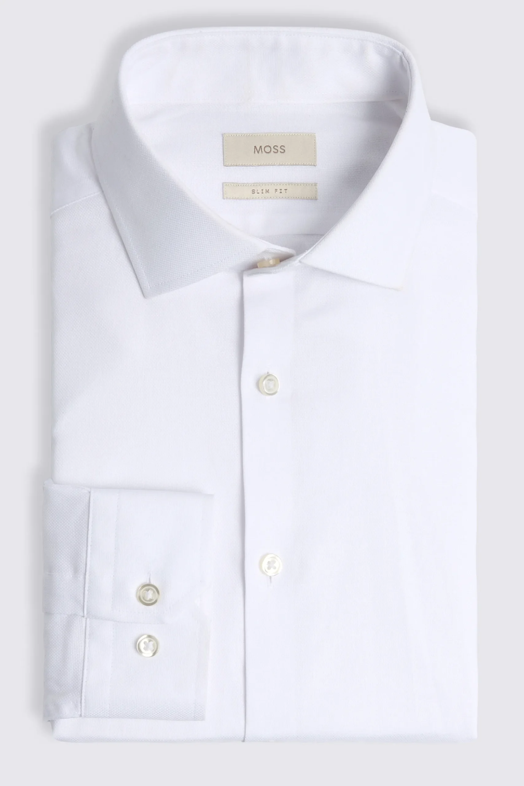 Slim Fit White Dobby Stretch Shirt