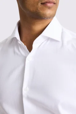 Slim Fit White Herringbone Shirt