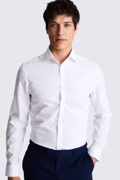 Slim Fit White Non-Iron Puppytooth Shirt