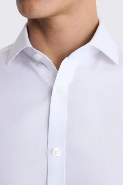 Slim Fit White Pinpoint Oxford Contrast Non Iron Shirt