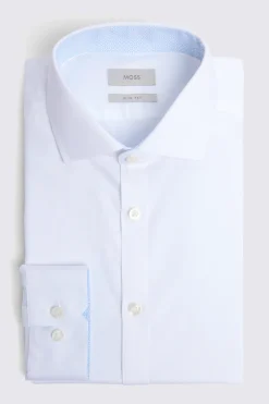 Slim Fit White Pinpoint Oxford Contrast Non Iron Shirt