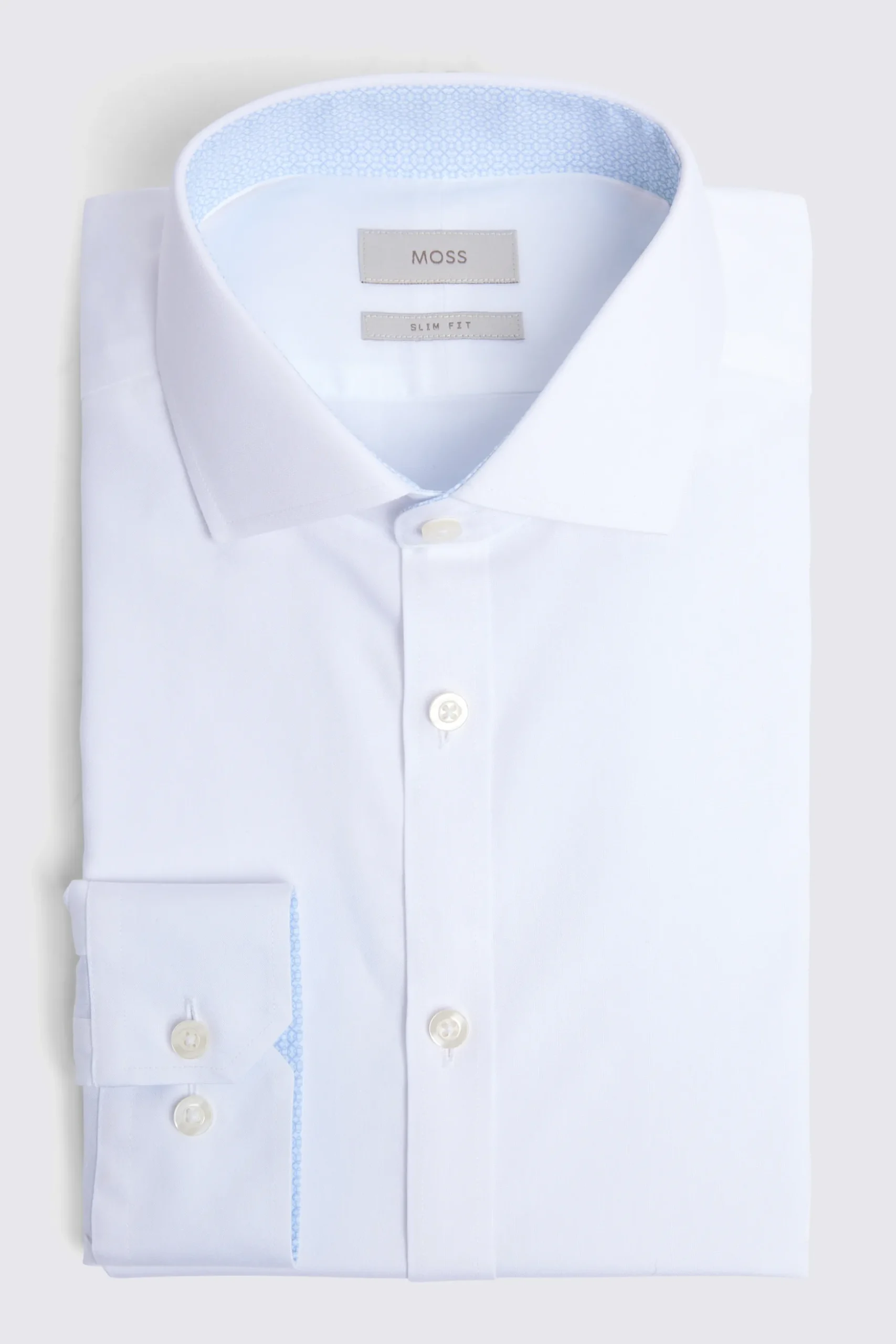 Slim Fit White Pinpoint Oxford Contrast Non Iron Shirt