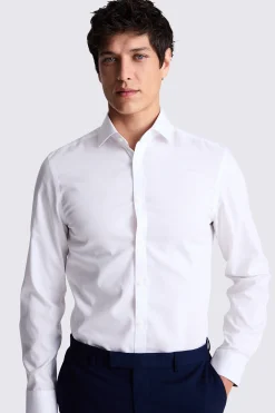 Slim Fit White Pinpoint Oxford Contrast Shirt