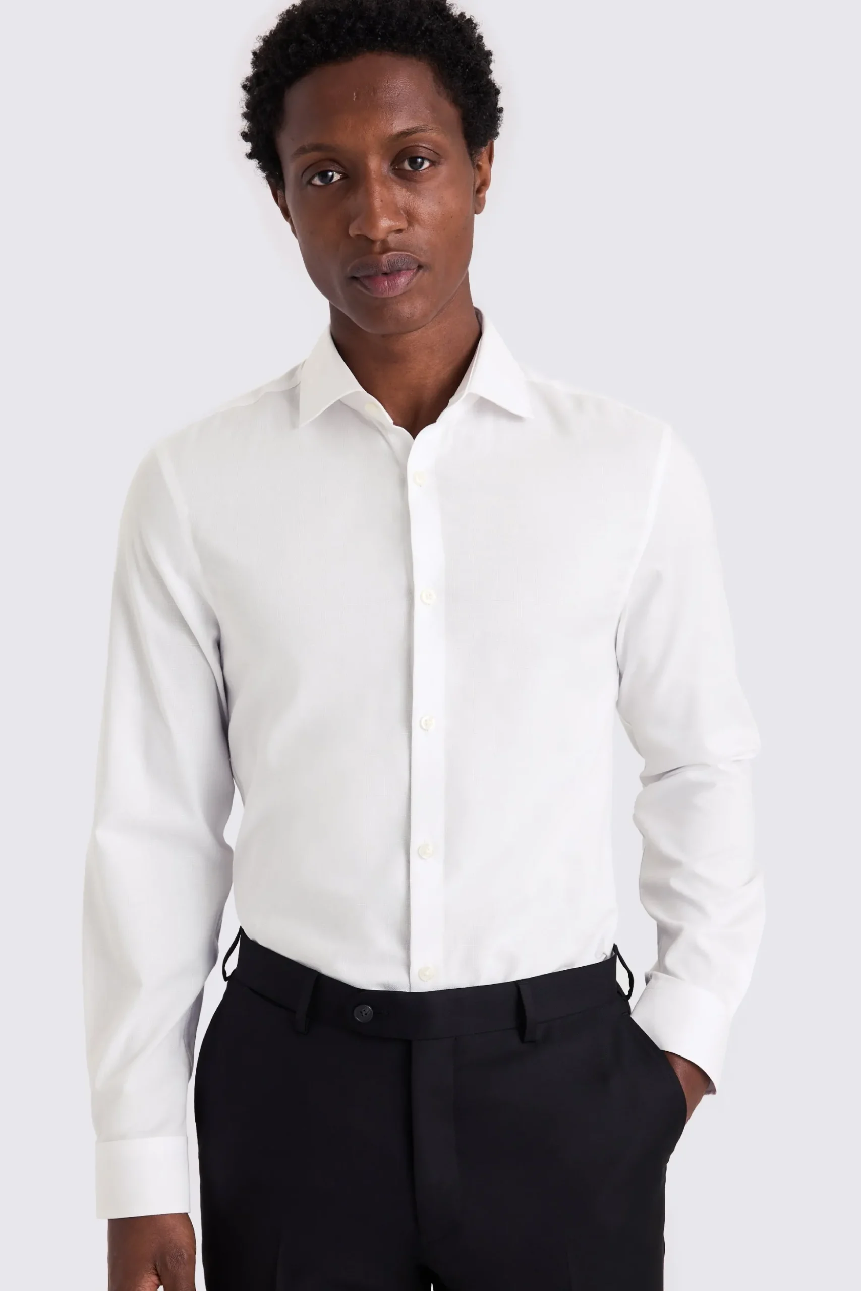 Slim Fit White Textured Shirt