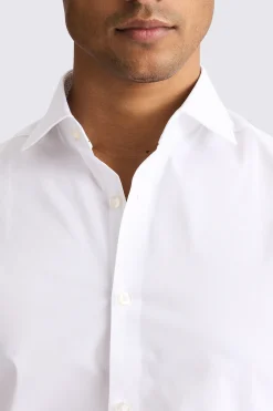 Slim White Stretch Print Contrast Shirt