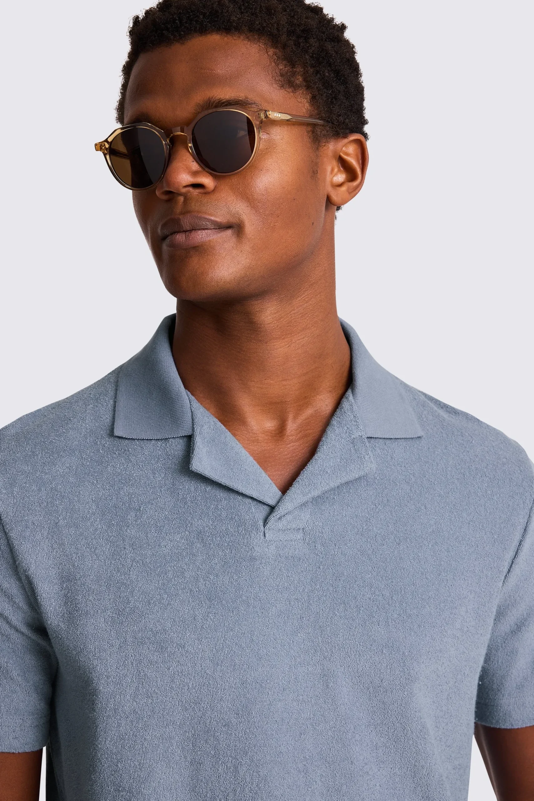Steel Blue Terry Towelling Skipper Polo