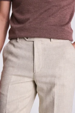 Tailored Ecru Herringbone Trousers