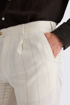 Tailored Ecru Stripe Trousers