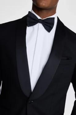 Tailored Fit Black Linen Shawl Tuxedo Jacket