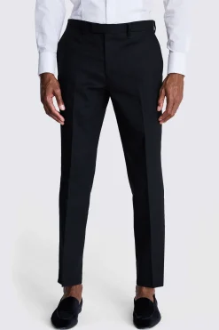 Tailored Fit Black Linen Dress Trousers
