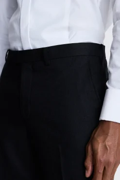 Tailored Fit Black Linen Dress Trousers