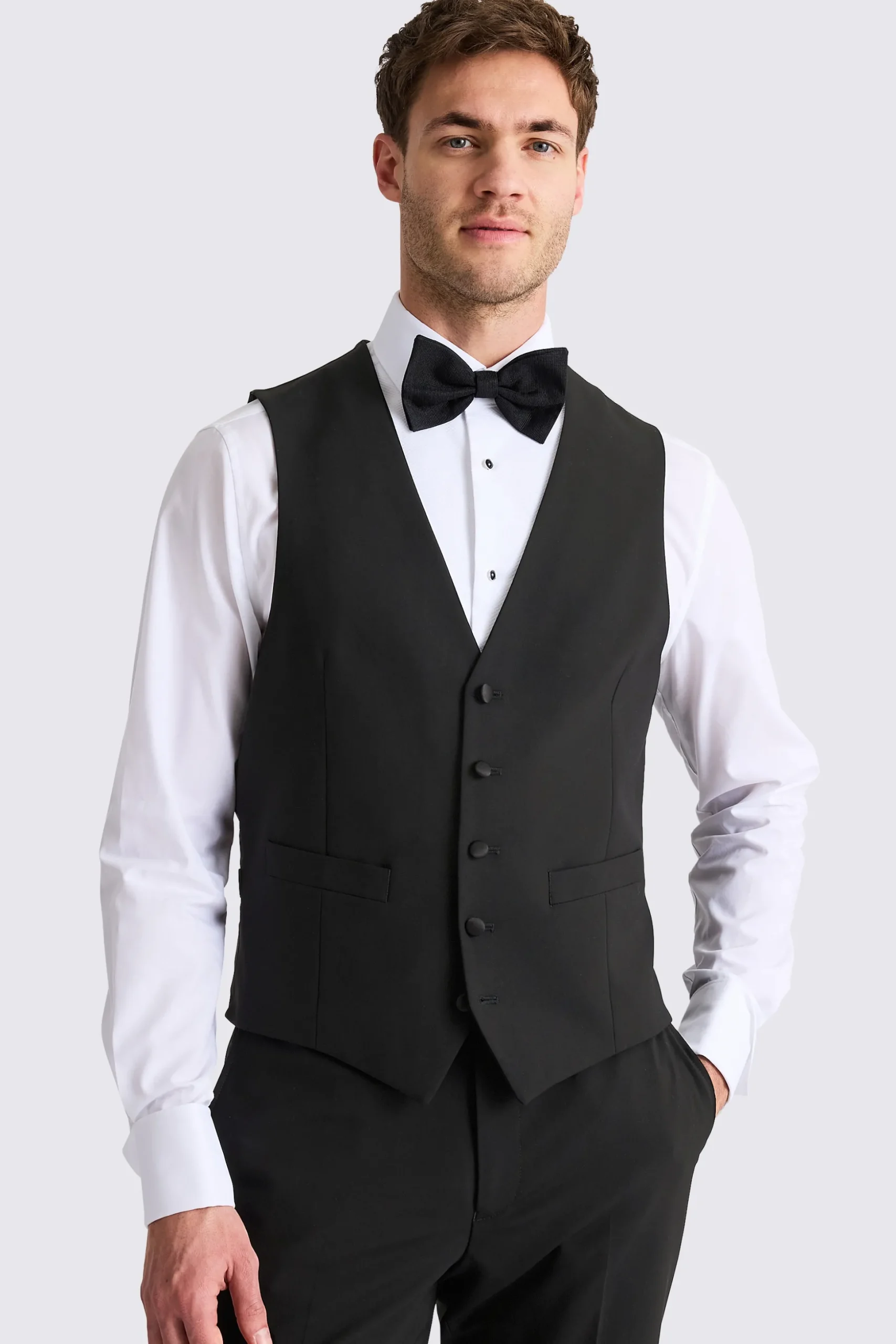 Tailored Fit Black Peak Lapel Wool Tuxedo Jacket