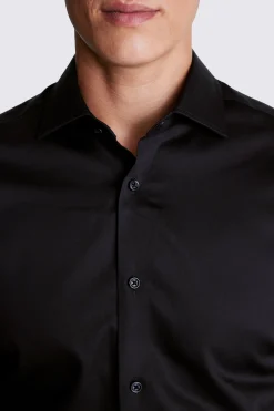 Tailored Fit Black Sateen Shirt
