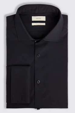 Tailored Fit Black Sateen Shirt