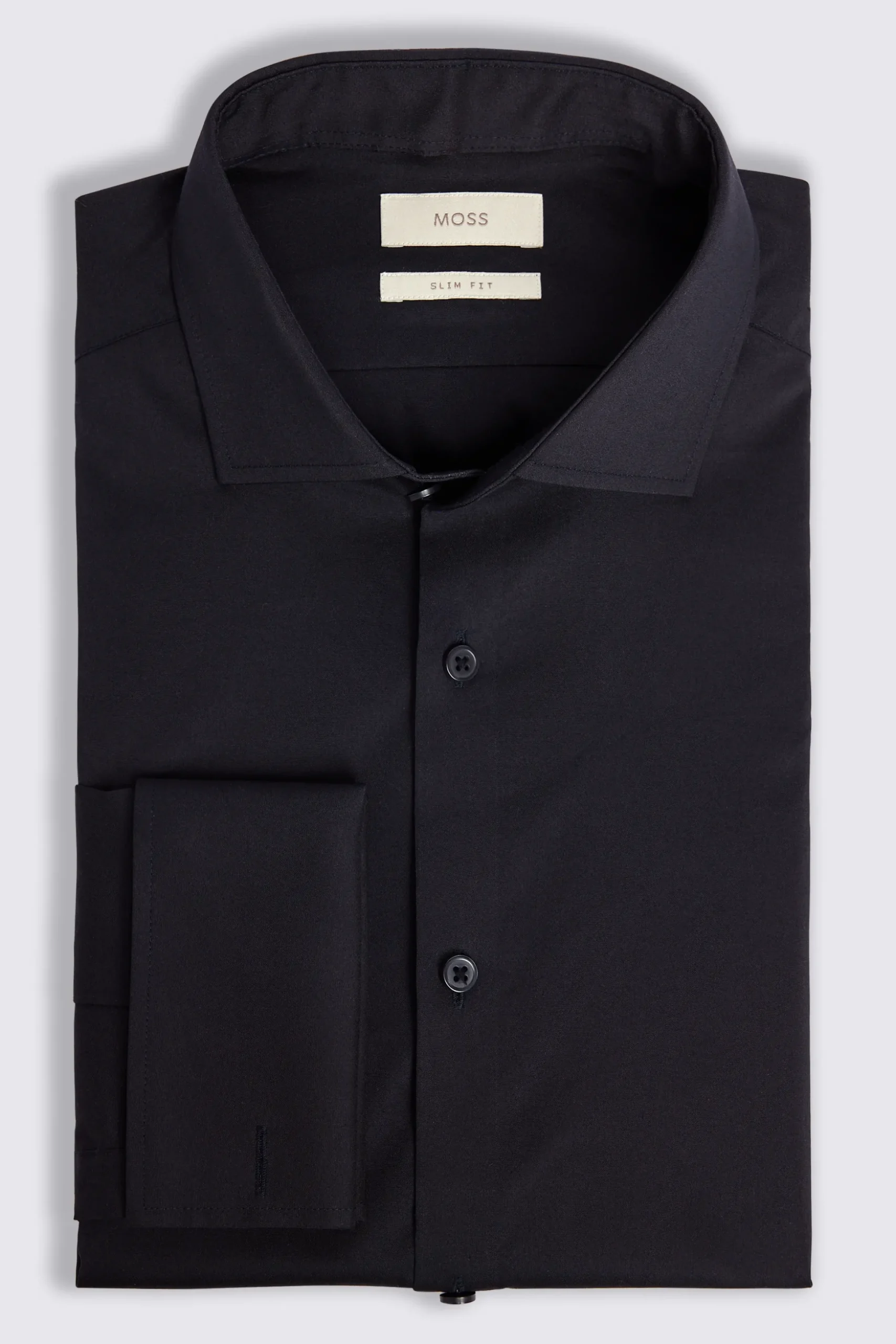 Tailored Fit Black Sateen Shirt