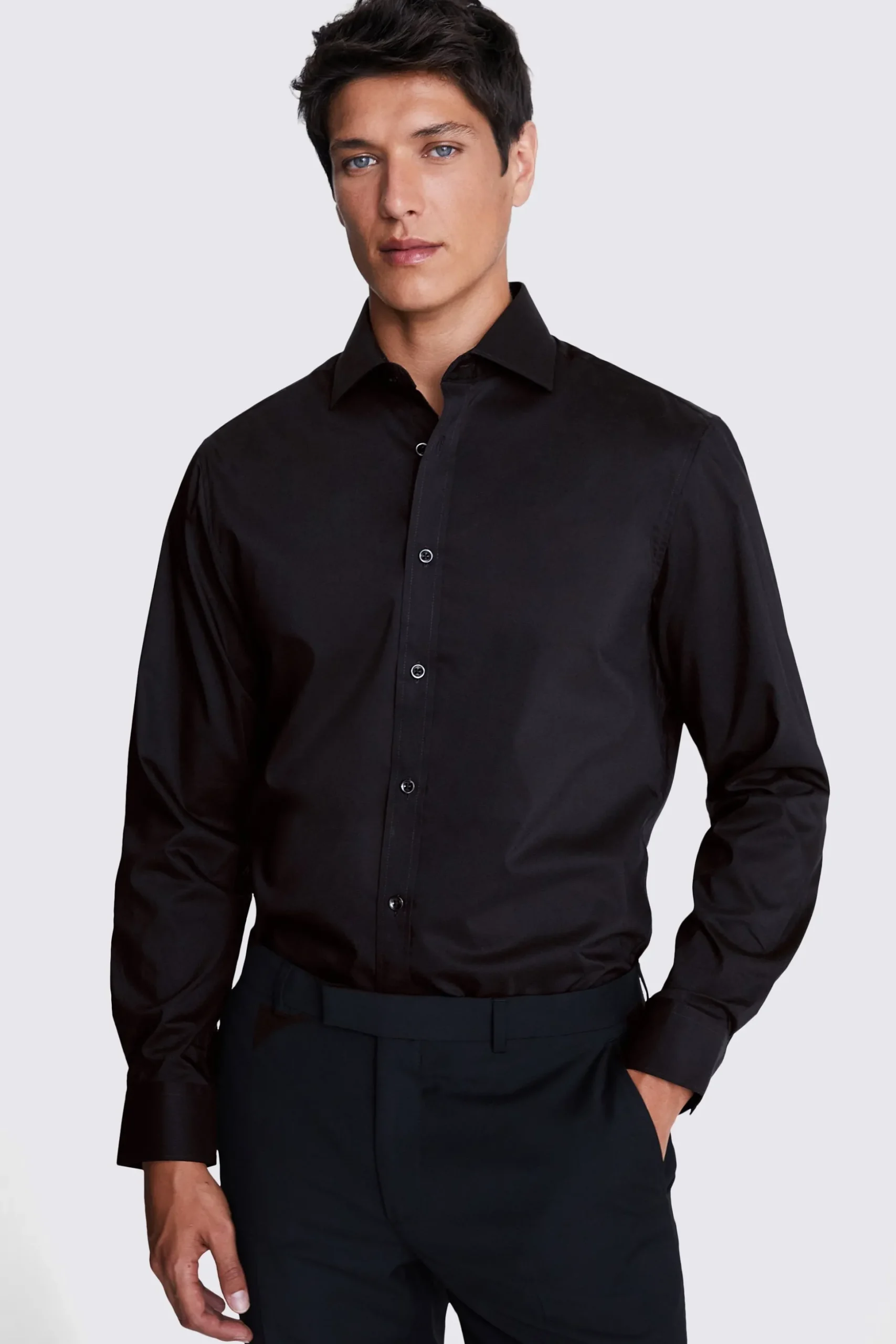 Tailored Fit Black Stretch Shirt