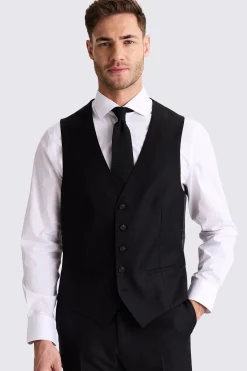 Tailored Fit Black Stretch Waistcoat