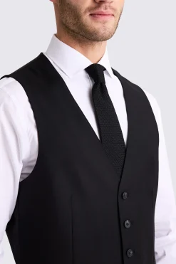 Tailored Fit Black Stretch Waistcoat