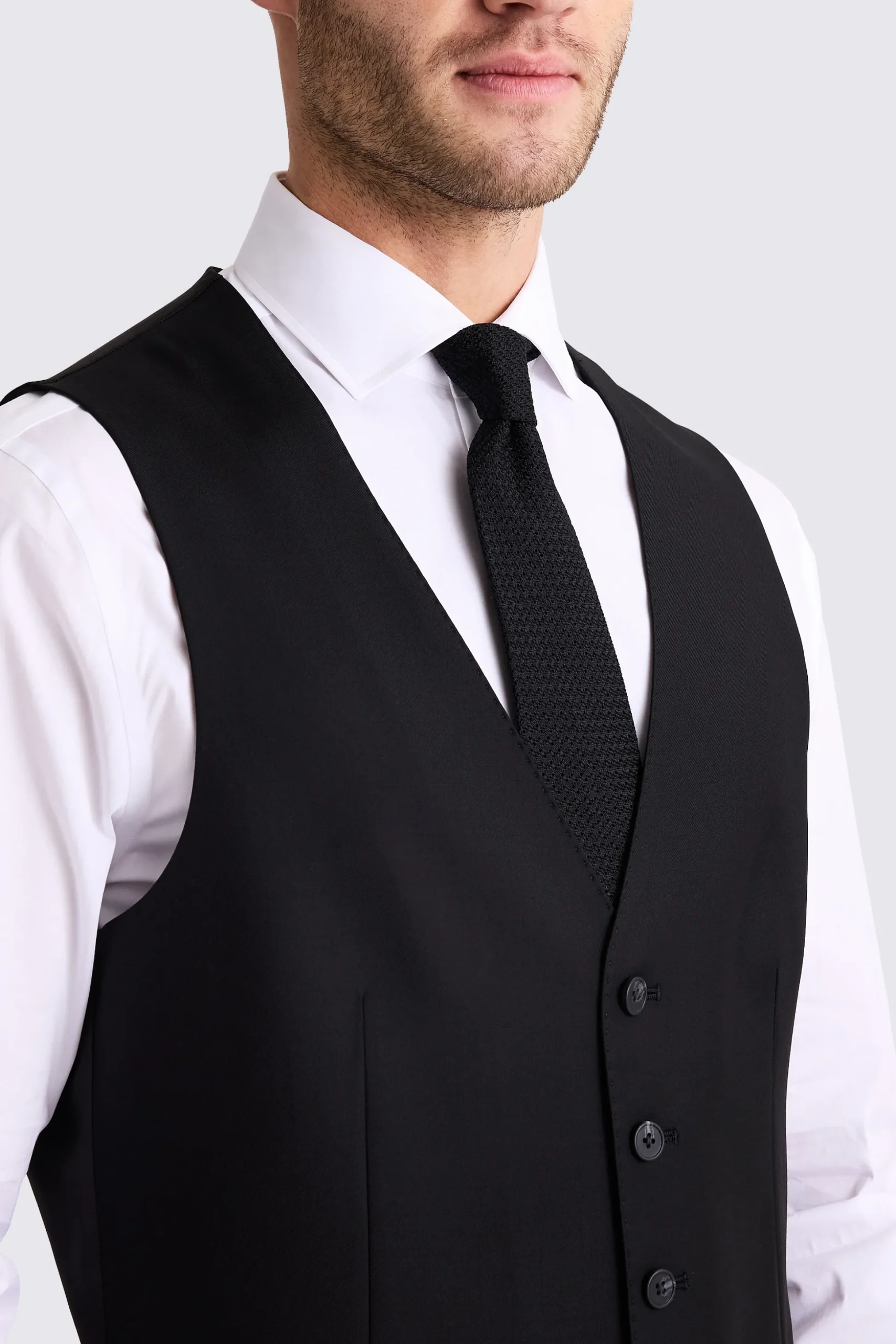 Tailored Fit Black Stretch Waistcoat