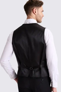 Tailored Fit Black Twill Waistcoat