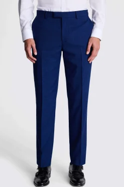 Tailored Fit Blue Slub Trousers