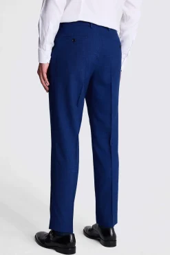 Tailored Fit Blue Slub Trousers