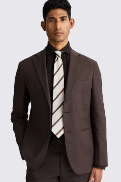 Tailored Fit Brown Matte Linen Suit