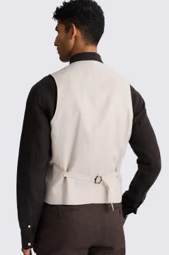 Tailored Fit Brown Matte Linen Waistcoat