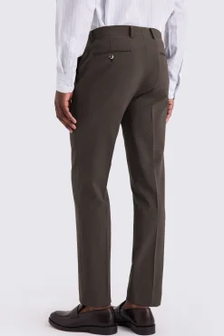 Tailored Fit Brown Seersucker Trousers