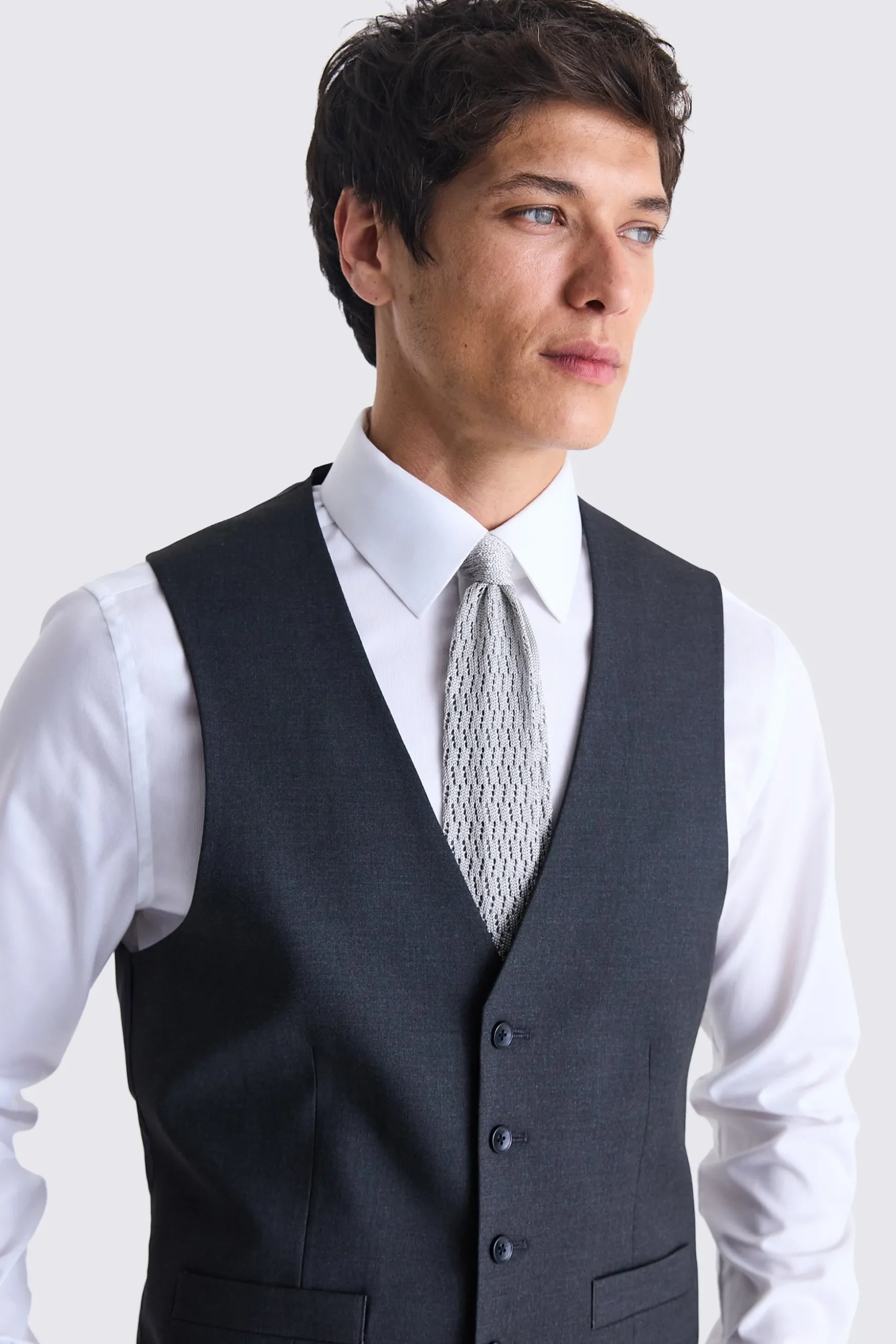 Tailored Fit Charcoal Stretch Waistcoat