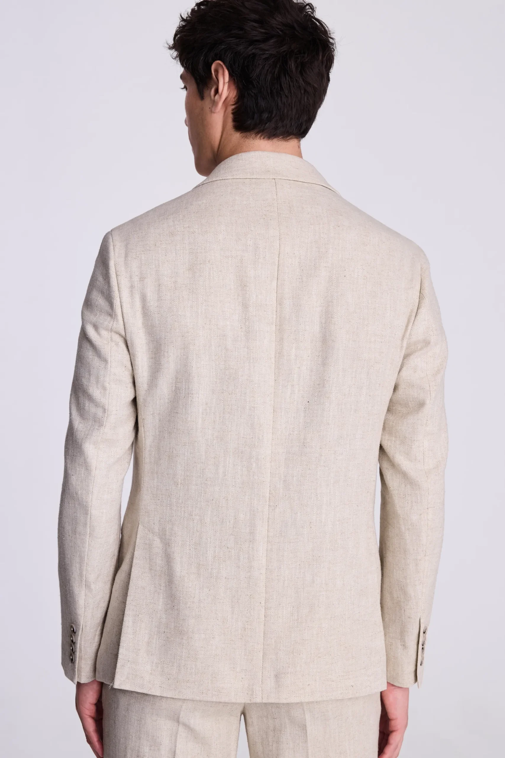 Tailored Fit Ecru Herringbone Suit