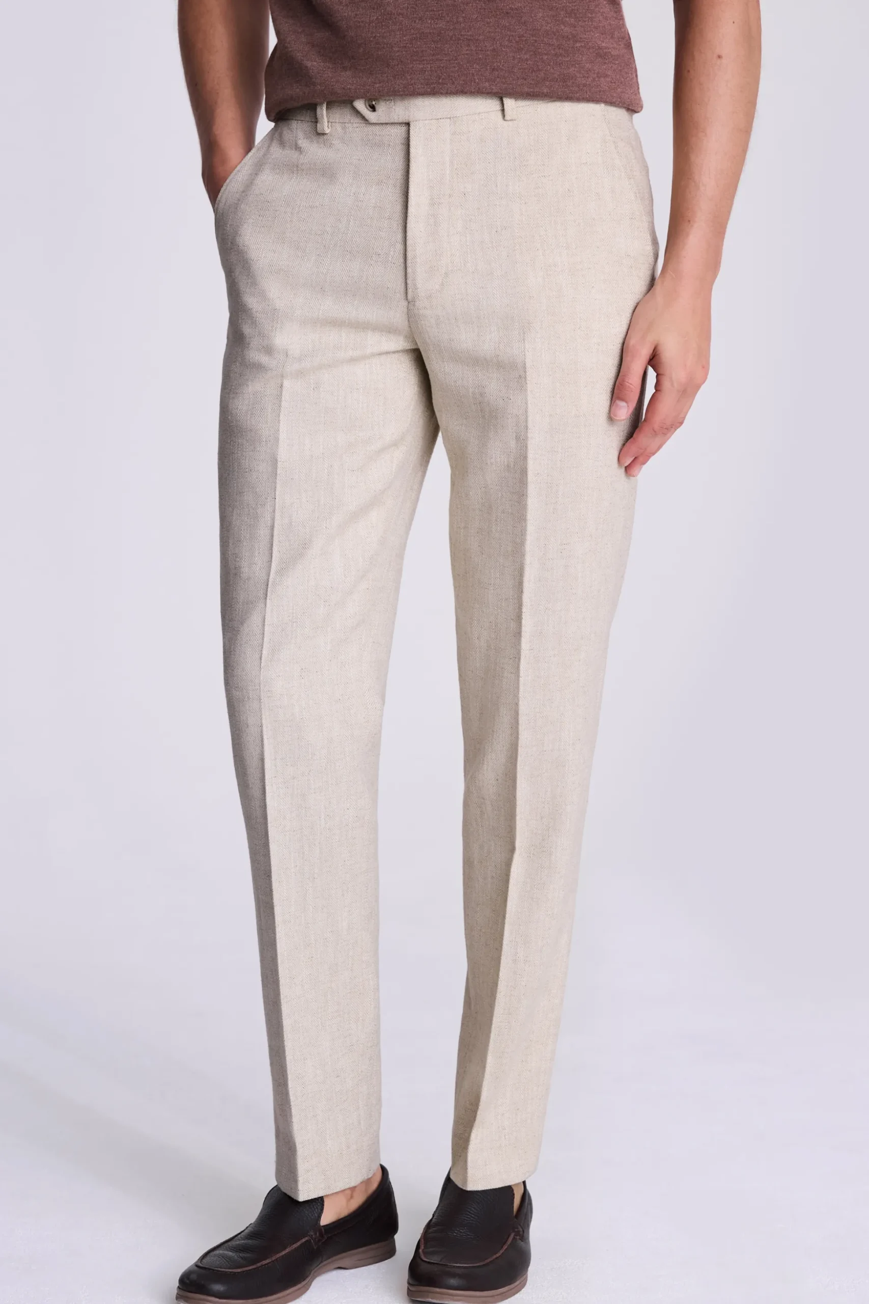 Tailored Fit Ecru Herringbone Suit