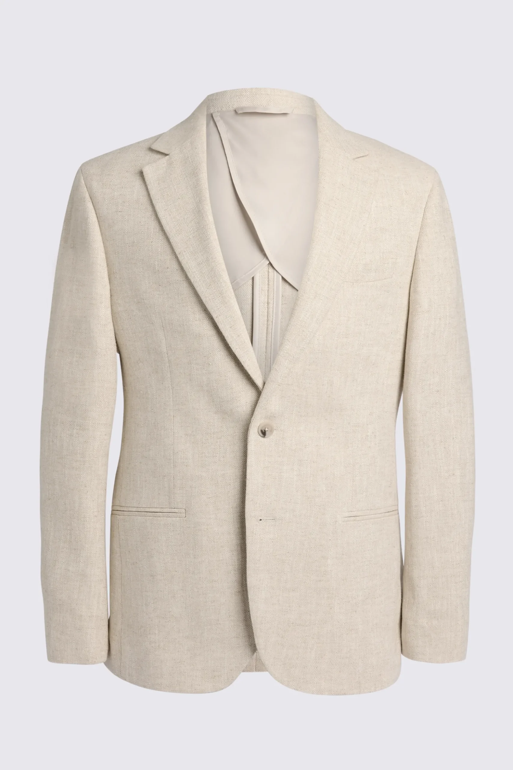 Tailored Fit Ecru Herringbone Suit