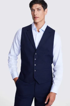 Tailored Fit Ink Herringbone Waistcoat