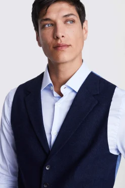 Tailored Fit Ink Herringbone Waistcoat