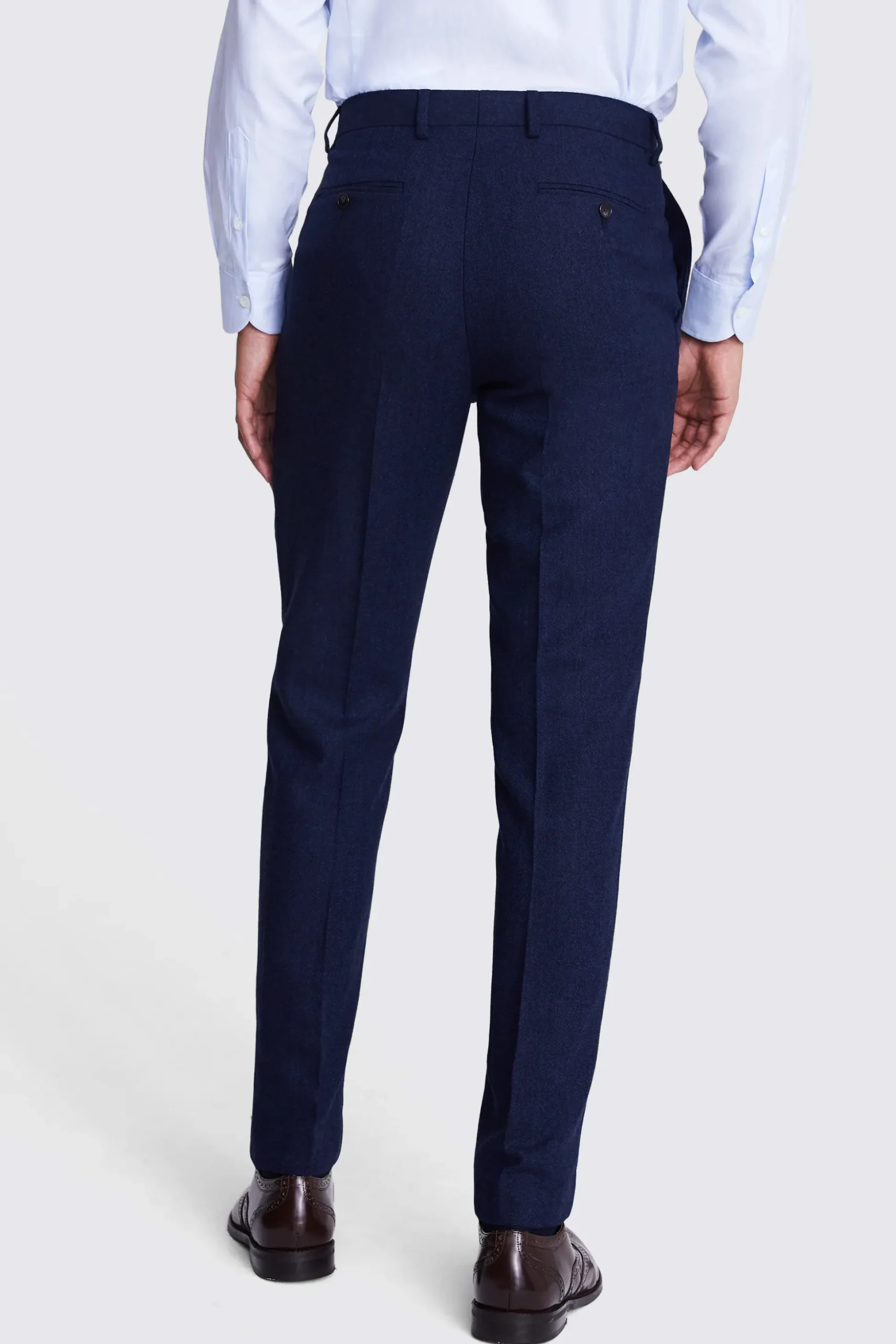 Tailored Fit Ink Herringbone Trousers