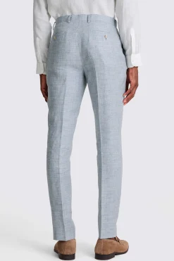 Tailored Fit Light Blue Linen Trousers