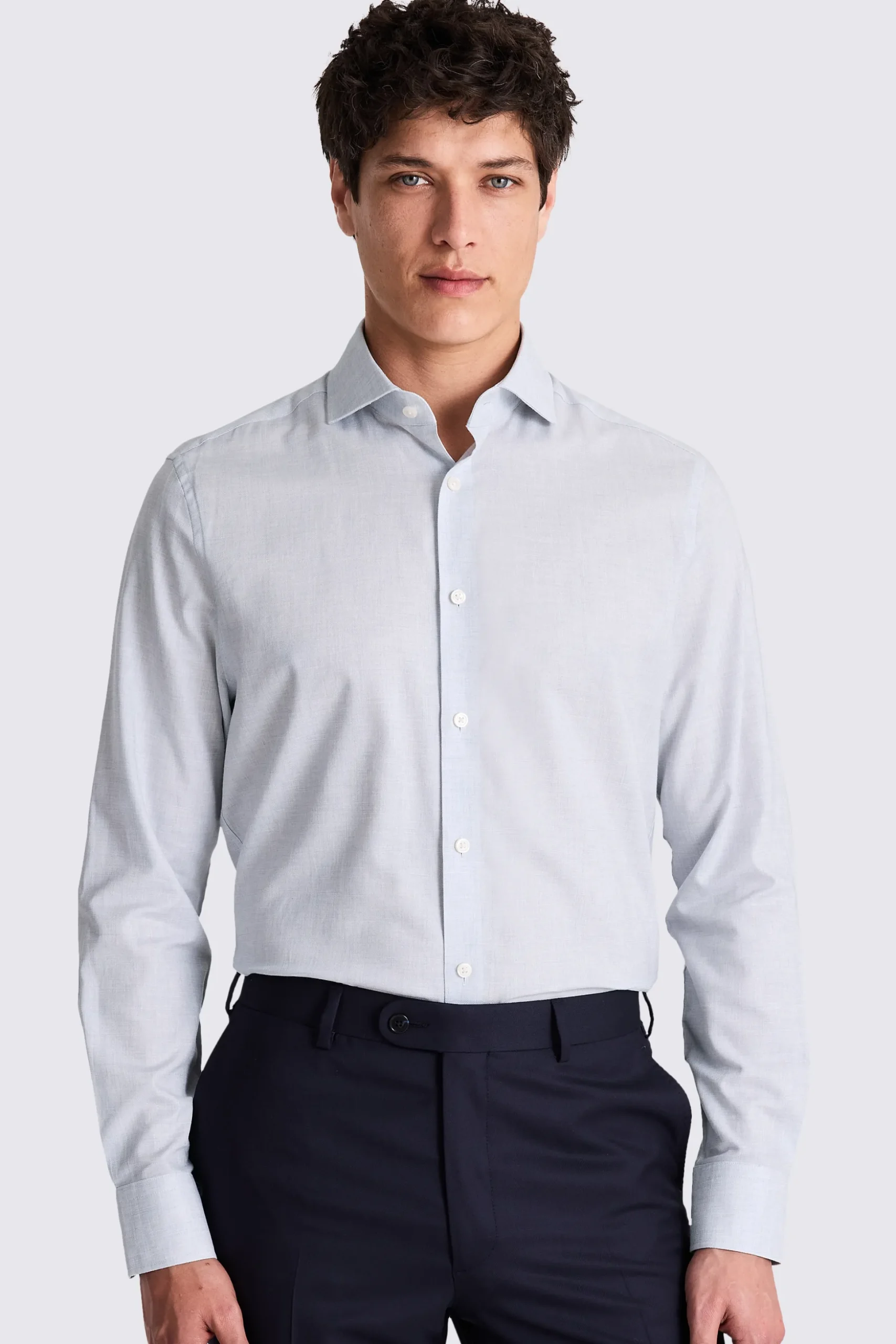 Tailored Fit Light Blue Melange Shirt