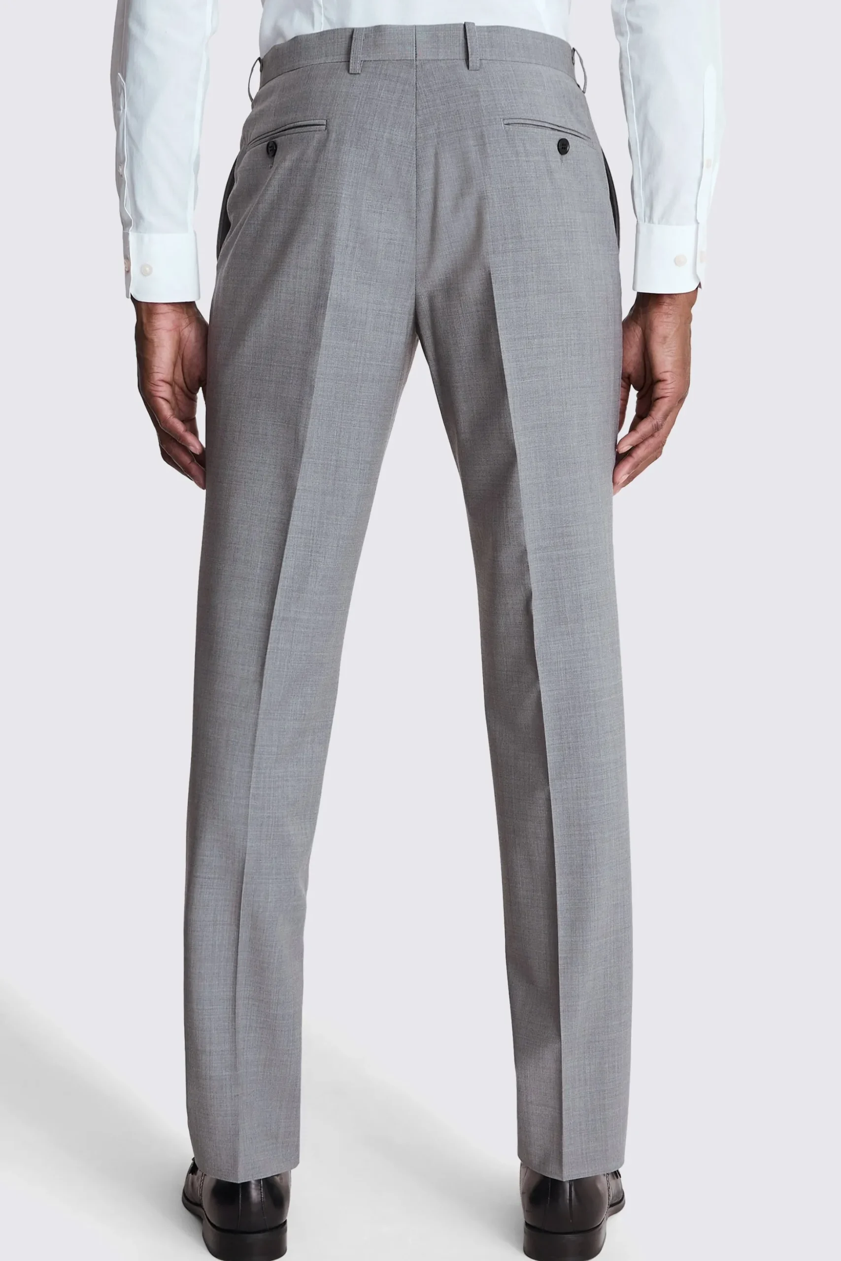 Tailored Fit Light Grey Marl Performance Trousers
