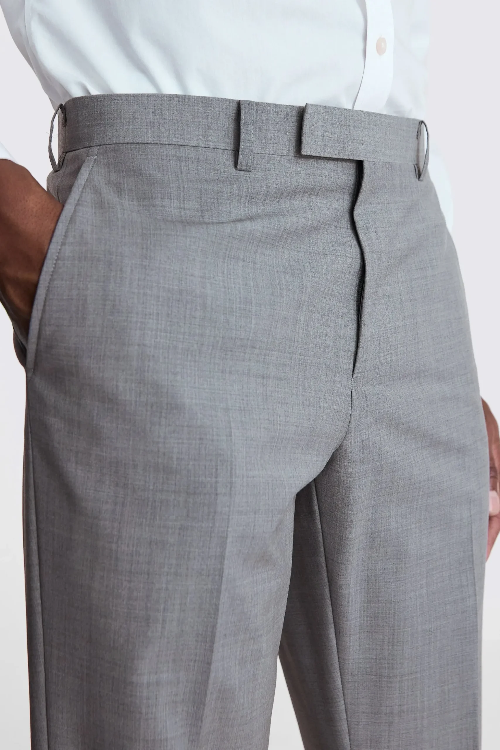 Tailored Fit Light Grey Marl Performance Trousers