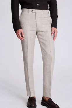 Tailored Fit Light Neutral Linen Trousers