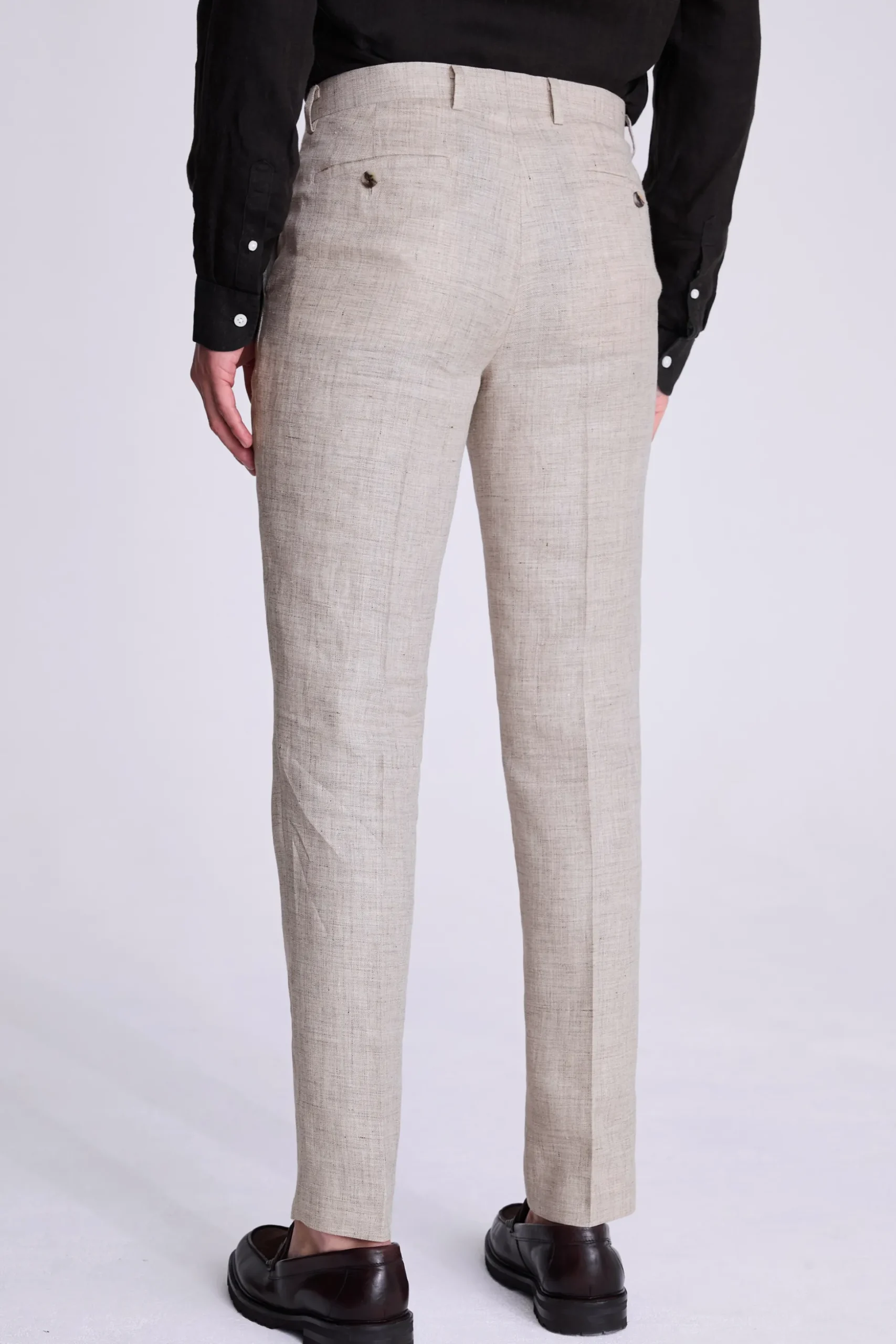 Tailored Fit Light Neutral Linen Trousers