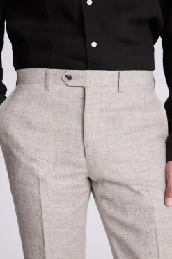 Tailored Fit Light Neutral Linen Trousers