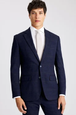 Tailored Fit Navy Black Check Suit